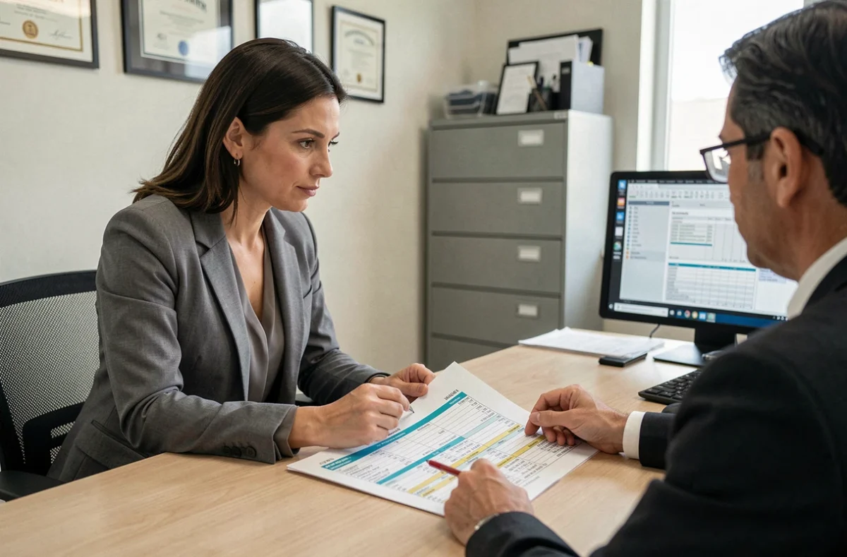 Propriétaire d'une location meublée consultant un expert-comptable pour éviter la double imposition sur la taxe d'habitation