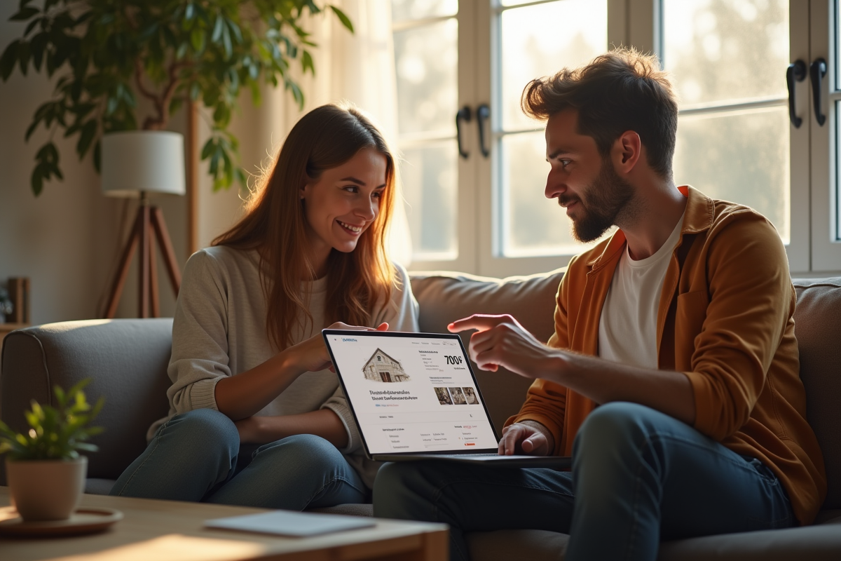 Jeune couple discutant budget location de 700 euros