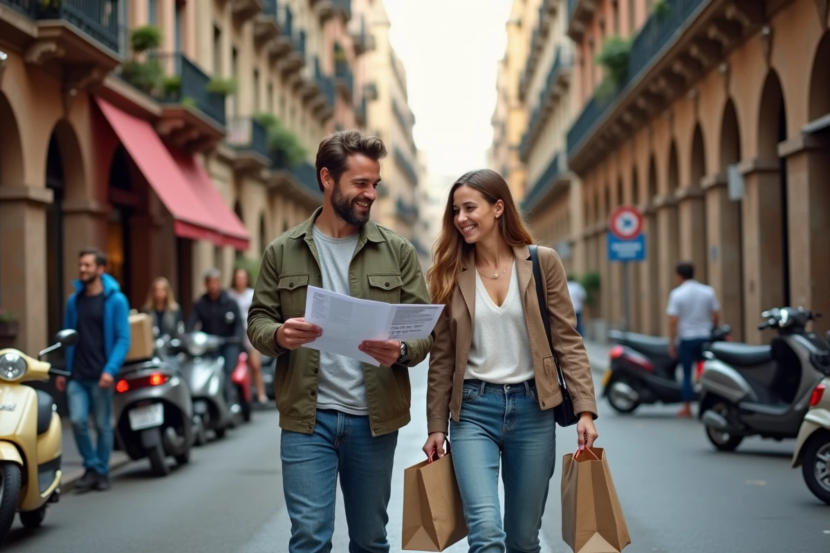 Couple cherchant un appartement à louer pas cher dans un quartier central de Barcelone