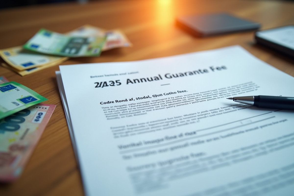Document officiel 2025 avec billets et stylo sur une table