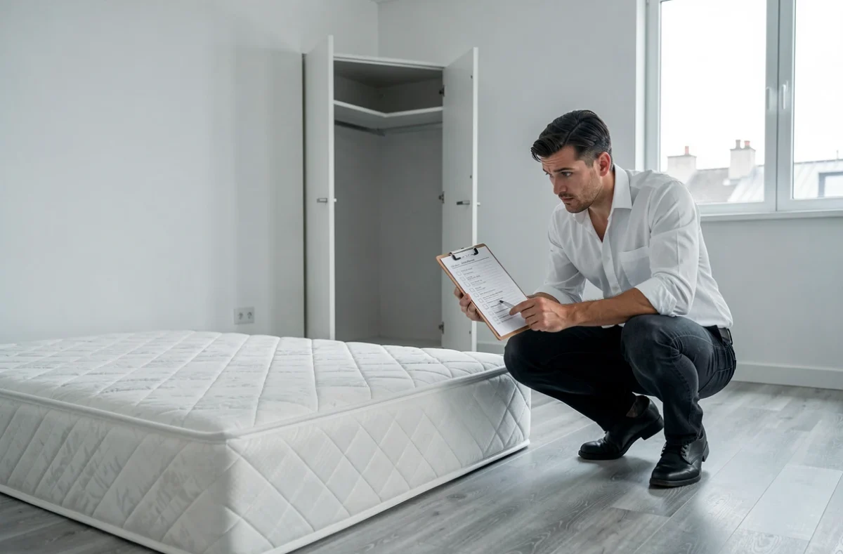 Propriétaire constatant les erreurs d'équipement dans un appartement meublé à louer
