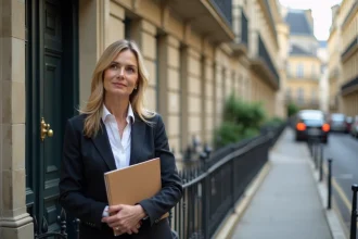 Femme d affaires devant une maison haussmannienne à Beauvais