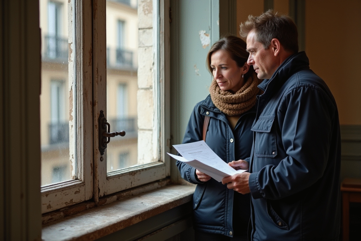 Femme d'âge moyen parlant avec un artisan à une fenêtre ancienne