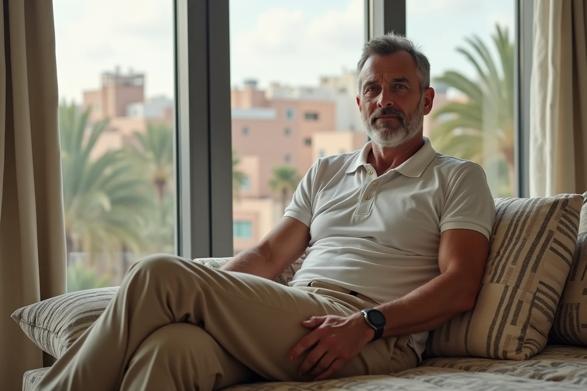 Homme marocain dans un salon moderne à Marrakech