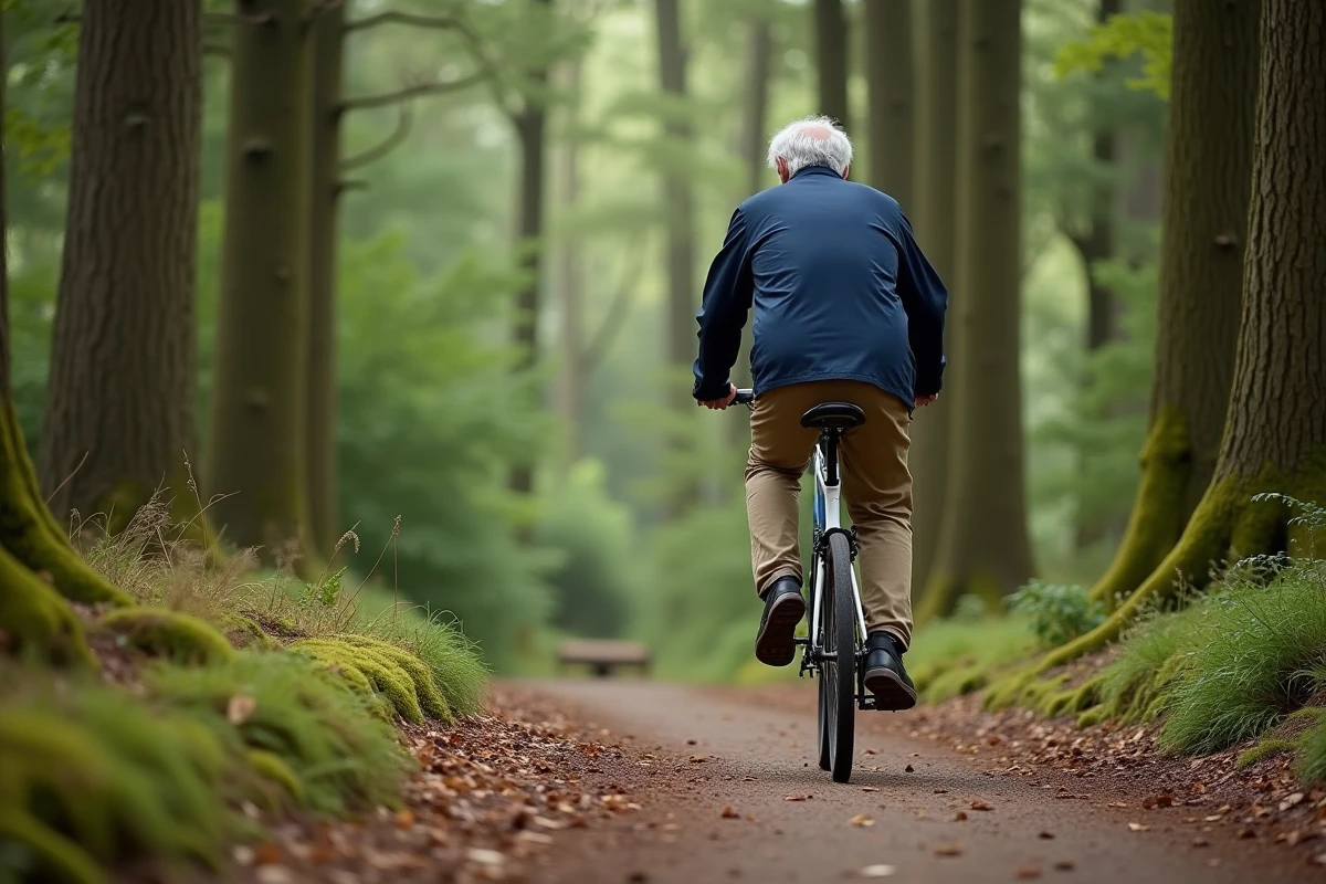Homme à vélo dans la forêt de Fontainebleau
