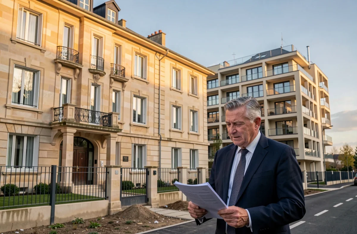 Responsable de projet Icade Promotion devant un ensemble résidentiel historique du Val-de-Marne
