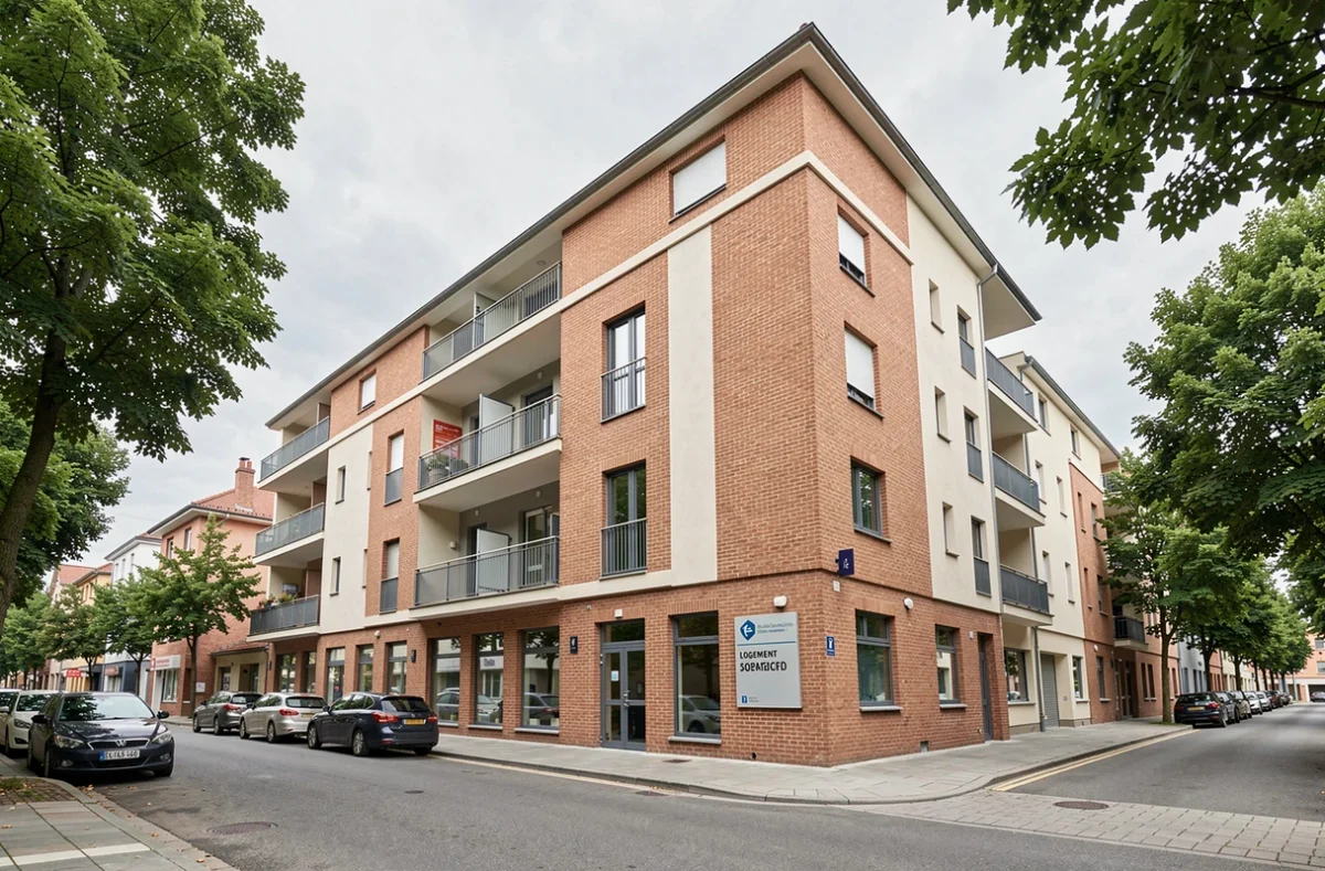 Façade d'un immeuble de logements sociaux géré par un comité interprofessionnel du logement dans un quartier urbain résidentiel