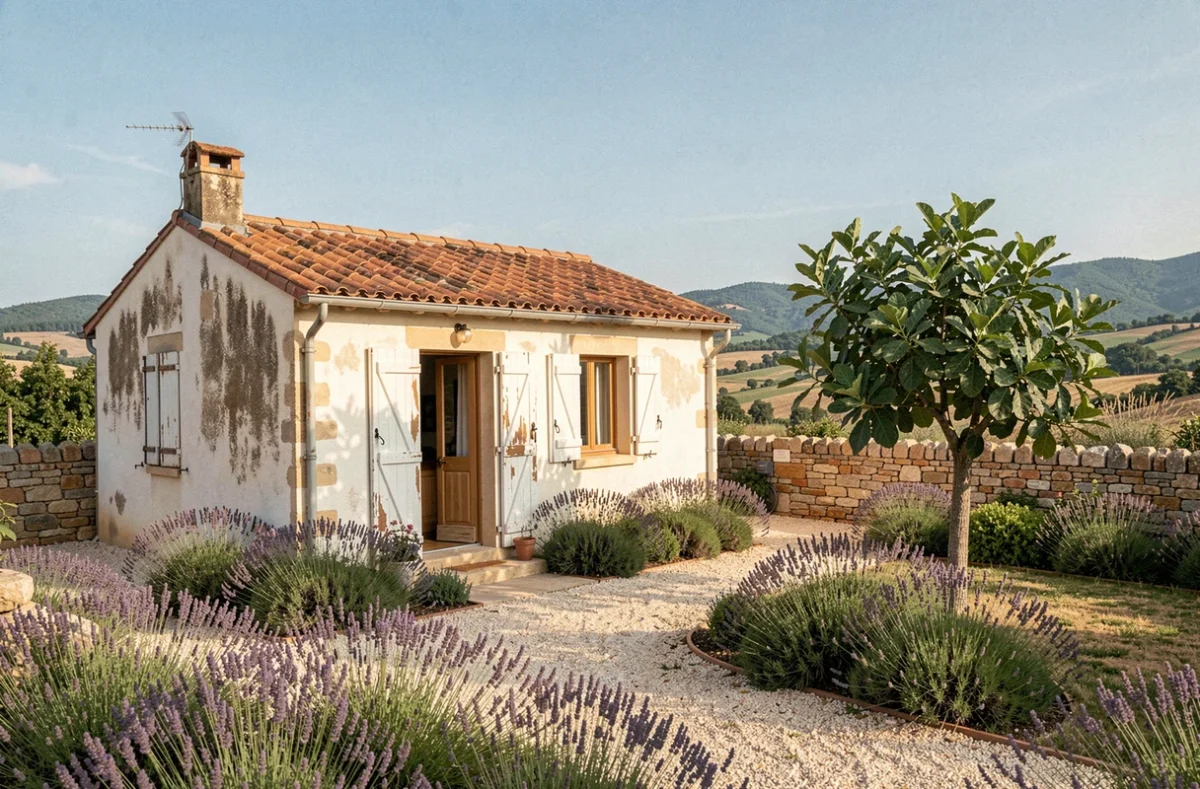 Petite maison en pierre avec jardin fleuri à louer dans les Pyrénées-Orientales, département 66