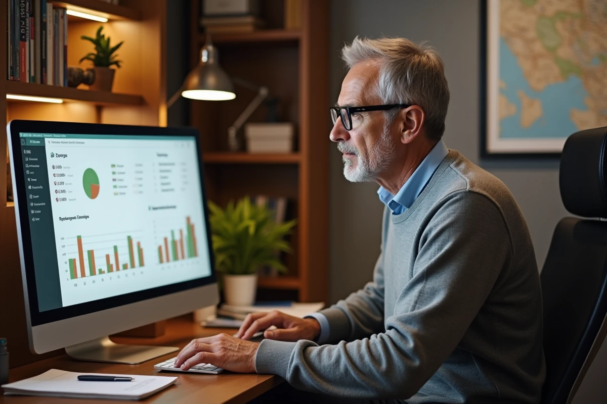 Propriétaire bailleur consultant un tableau de bord de gestion locative pour réduire les impayés de loyer