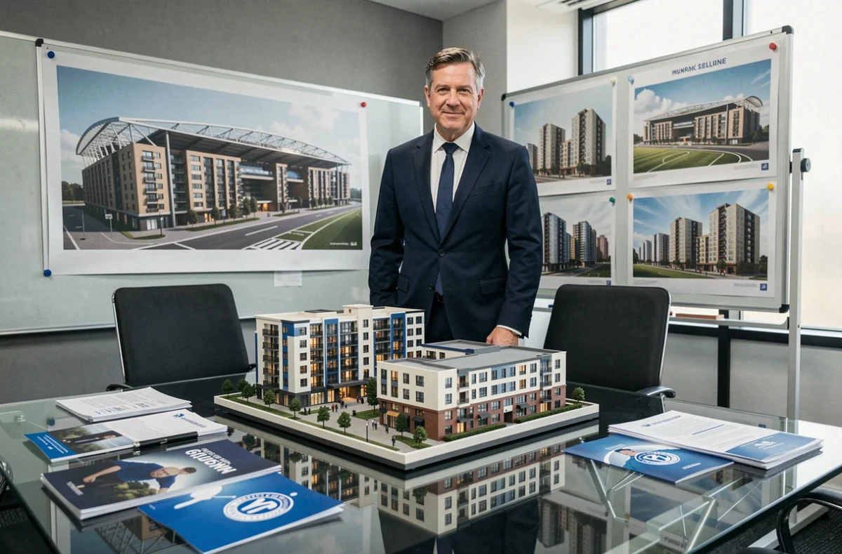 Maquette d'un projet immobilier de Sporting Promotion présentée dans une salle de réunion professionnelle à Toulouse